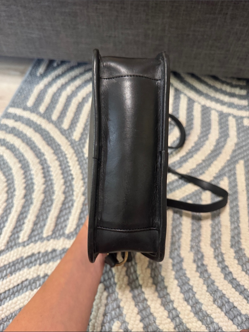 Vintage WAKO Genuine Leather Black Crossbody Bag 80s 90s - Picture 5 of 8